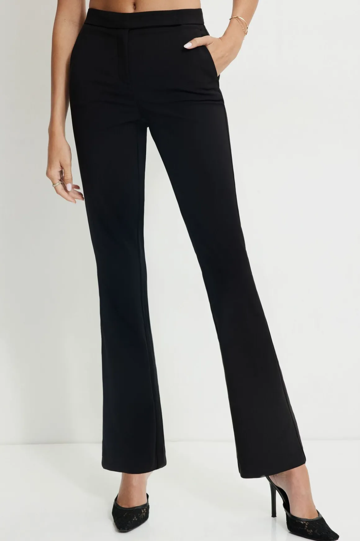 Pants-Dynamite Mid Rise Bootcut Pants Black