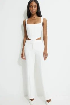 Pants | Straight Leg Pants-Dynamite Mid Rise Straight Leg Pants White