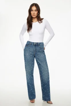 Jeans & Denim-Dynamite Mika Pearl Relaxed Straight Jeans Blue