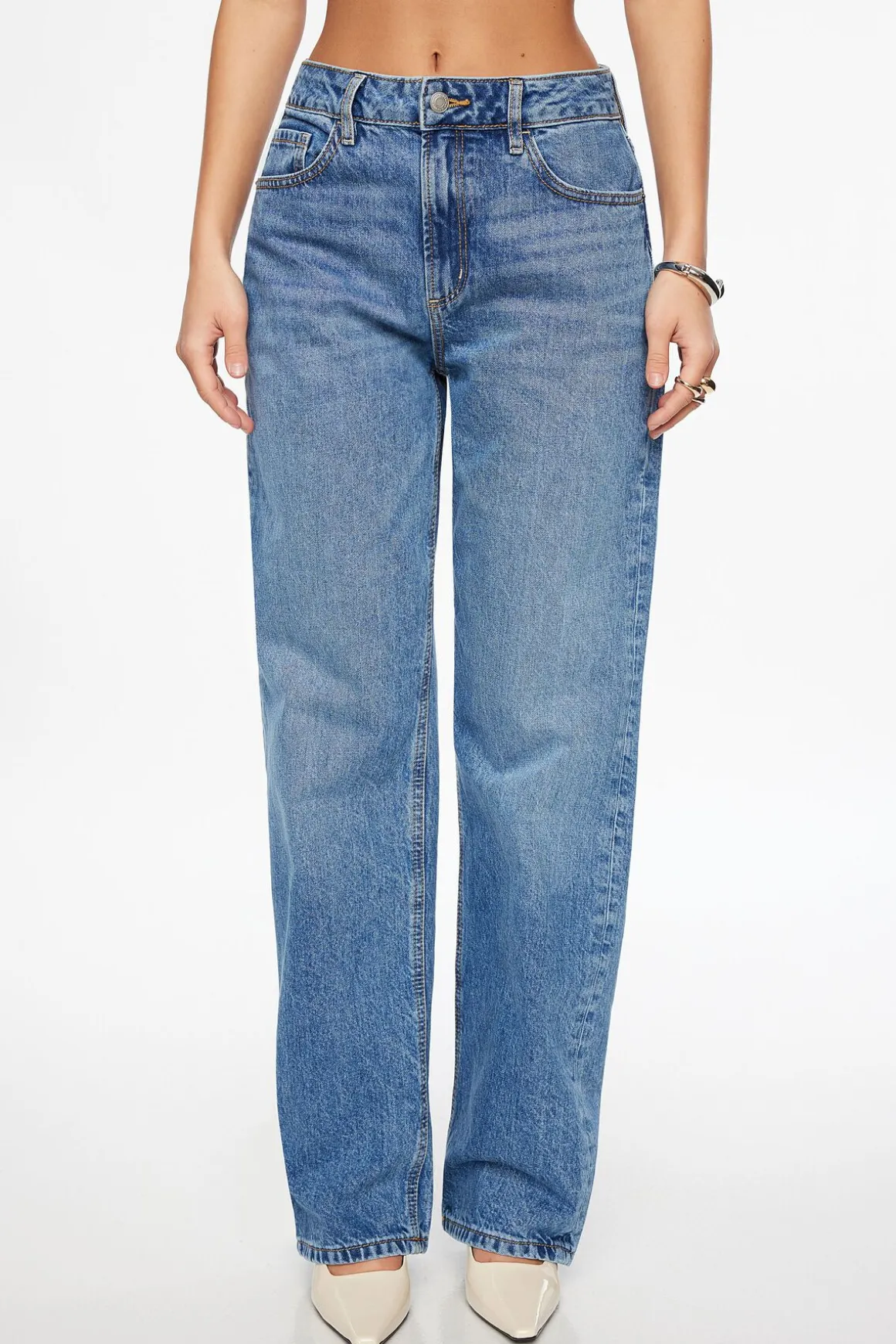 Jeans & Denim-Dynamite Mika Relaxed Straight Jeans Blue
