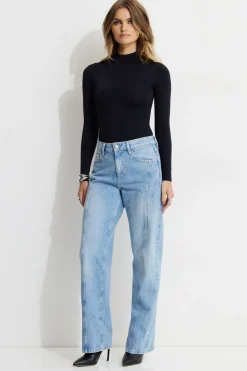Jeans & Denim-Dynamite Mika Relaxed Straight Twisted Seam Jeans Blue