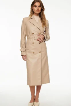 Coats & Jackets | Classic Coats-Dynamite Military Faux Leather Trench Coat Brown