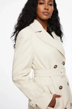Coats & Jackets | Classic Coats-Dynamite Military Faux Leather Trench Coat Beige