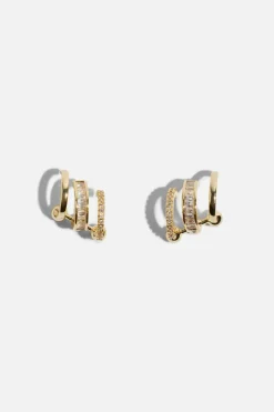 Earrings-Dynamite Mini Baguette Ear Crawler Earrings White