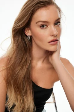Earrings-Dynamite Mini Door Knocker Earrings Gray