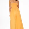 Dresses & Jumpsuits | Midi & Maxi Dresses-Dynamite Mix Media Maxi Tube Dress Orange