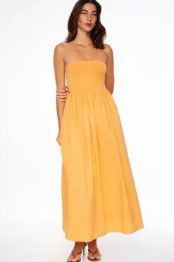 Dresses & Jumpsuits | Midi & Maxi Dresses-Dynamite Mix Media Maxi Tube Dress Orange