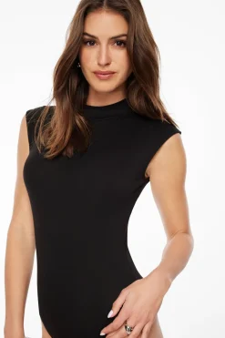 Tees & Tanks | Tees & Tanks-Dynamite Mock Neck Bodysuit Black