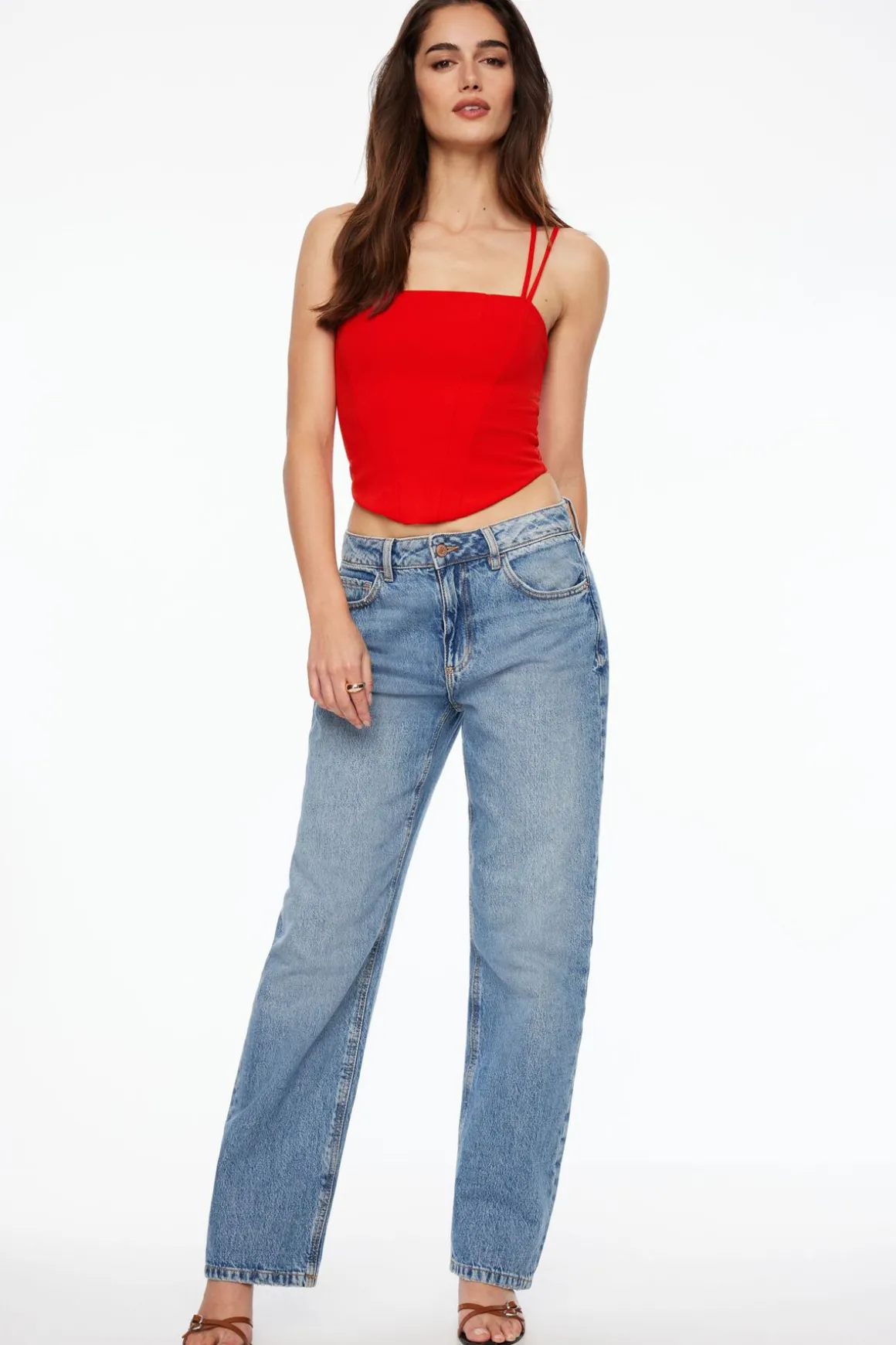 Tees & Tanks | Tees & Tanks-Dynamite Multi Strap Corset Top Red