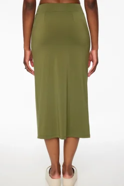 Skirts-Dynamite Naia Sculpt Midi Skirt With Slit Green