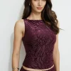 Tees & Tanks | Matching Sets-Dynamite Nola Boat Neck Burnout Tank Top Burgundy