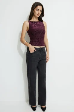 Tees & Tanks | Matching Sets-Dynamite Nola Boat Neck Burnout Tank Top Burgundy