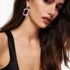 Earrings-Dynamite Oblong Gem Chandelier Earrings Gray