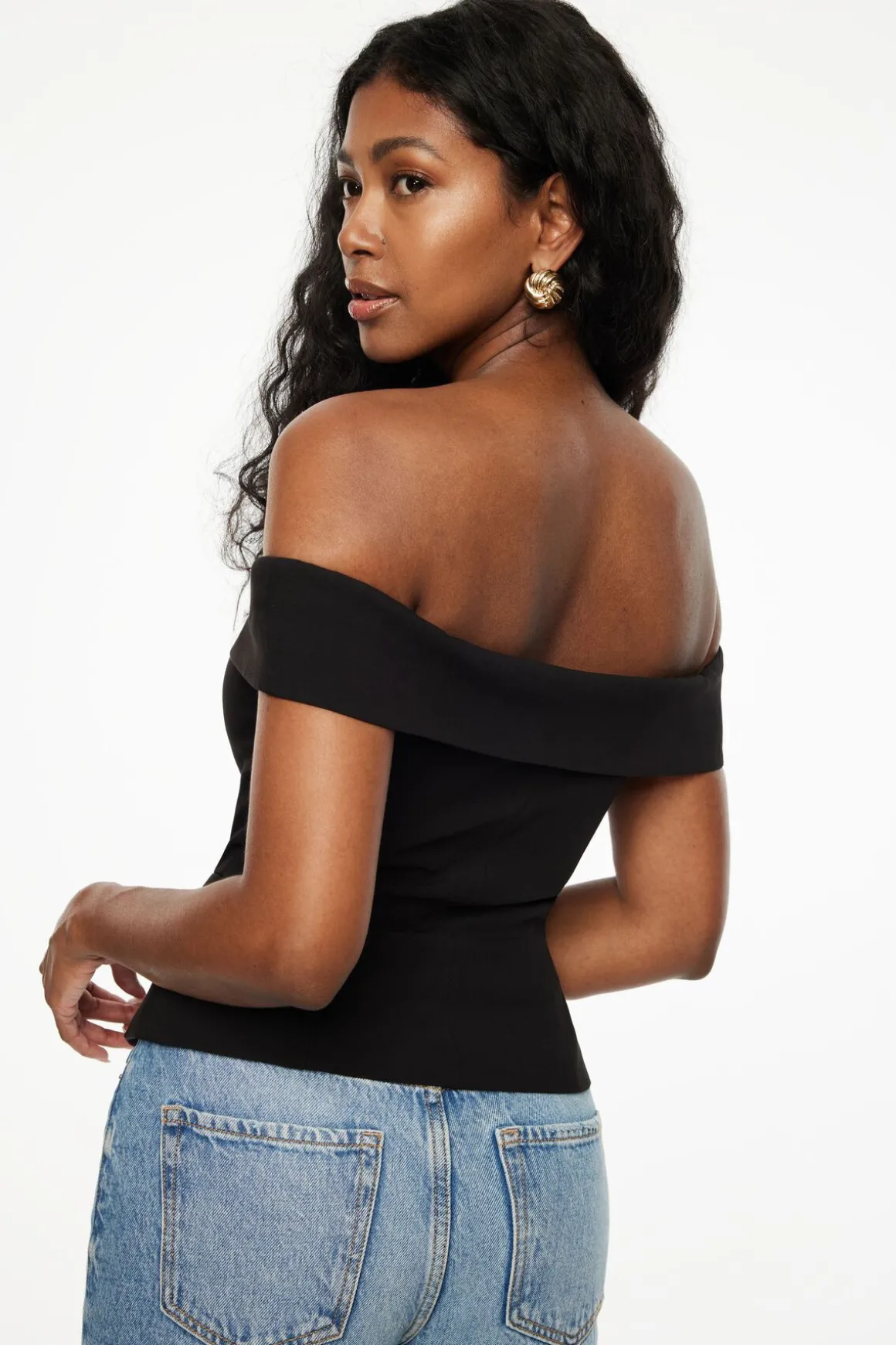 Blouses & Tops | Blouses & Tops-Dynamite Off Shoulder Buttoned Vest Black