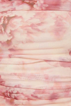 Tees & Tanks | Tees & Tanks-Dynamite Off Shoulder Floral Mesh Top Pink