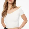 Tees & Tanks | Sweaters & Cardigans-Dynamite Off Shoulder Knit Top White