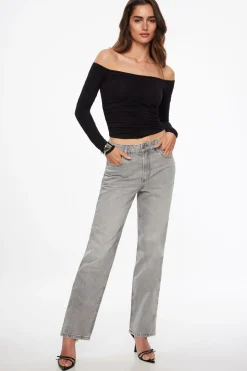Tees & Tanks | Tees & Tanks-Dynamite Off Shoulder Ruched Top Black