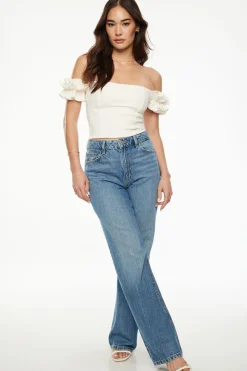 Tees & Tanks | Online Exclusives-Dynamite Off Shoulder Ruffled Top White