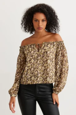 Blouses & Tops | Blouses & Tops-Dynamite Off The Shoulder Blouse Green