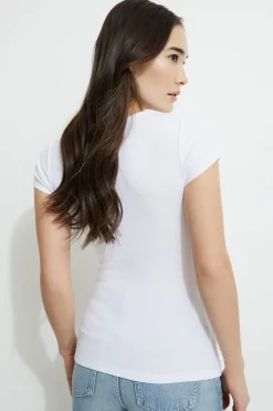 Tees & Tanks | Tees & Tanks-Dynamite Olive Ribbed Crewneck T-Shirt White