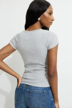 Tees & Tanks | Tees & Tanks-Dynamite Olive Ribbed Hip T Shirt Grey