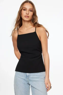 Blouses & Tops | Blouses & Tops-Dynamite Open Back Apron Top Black