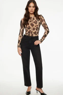 Tees & Tanks | Tees & Tanks-Dynamite Open Back Mesh Bodysuit Brown