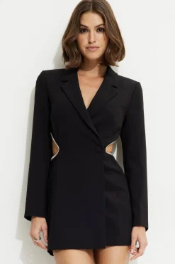 Dresses & Jumpsuits | New Dresses-Dynamite Open Back Rhinestone Romper Black