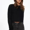 Sweaters & Cardigans | Sweaters-Dynamite Open Knit Crewneck Sweater Black