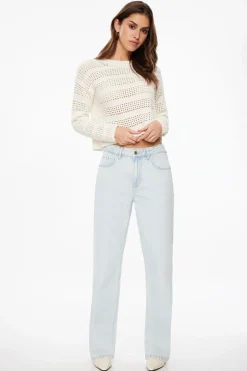 Sweaters & Cardigans | Sweaters-Dynamite Open Knit Crewneck Sweater White