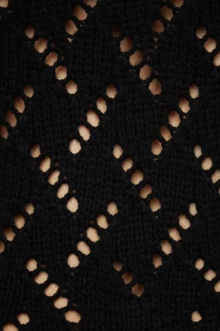 Dresses & Jumpsuits | Midi & Maxi Dresses-Dynamite Open Knit V-Neck Maxi Dress Black