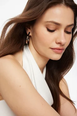 Earrings-Dynamite Open Loop Hoop Earrings Grey