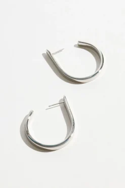 Earrings-Dynamite Open Loop Hoop Earrings Grey