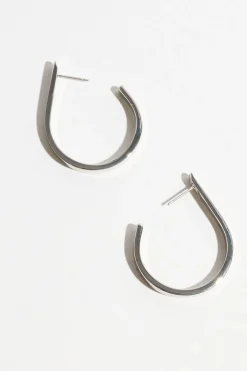 Earrings-Dynamite Open Loop Hoop Earrings Grey