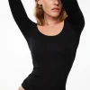 Tees & Tanks | Tees & Tanks-Dynamite Ophelia Ribbed Long Sleeve T Shirt Black