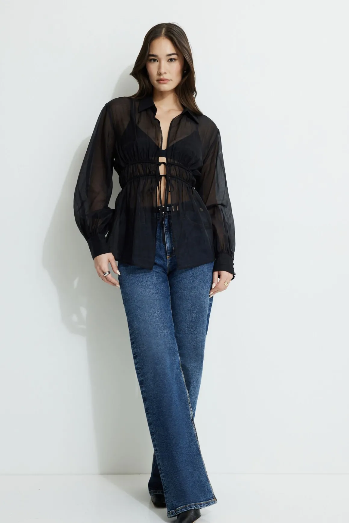 Blouses & Tops | Blouses & Tops-Dynamite Organza Flyaway Blouse Black
