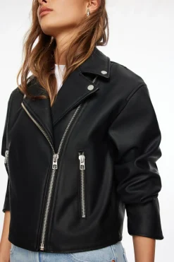 Coats & Jackets | Classic Coats-Dynamite Oversized Biker Jacket Black