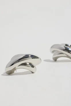 Earrings-Dynamite Oversized Double Cross Earrings Grey