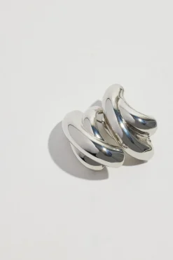 Earrings-Dynamite Oversized Double Cross Earrings Grey