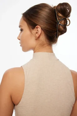 Hair Accessories-Dynamite Oversized Loop Claw Hair Clip Black