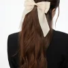 Hair Accessories-Dynamite Oversized Organza Bow Hair Clip White