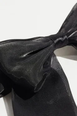 Hair Accessories-Dynamite Oversized Organza Bow Hair Clip Black