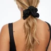 Hair Accessories-Dynamite Oversized  Satin Scrunchie Black