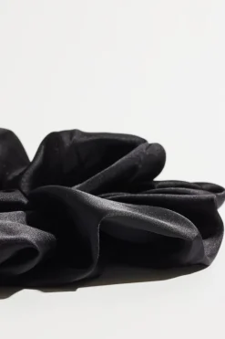 Hair Accessories-Dynamite Oversized  Satin Scrunchie Black