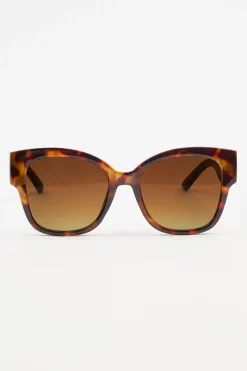 Sunglasses-Dynamite Oversized Wide Temple Sunglasses Brown
