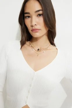 Necklaces-Dynamite 3-Pack Celestial Charms & Pearl Necklaces White