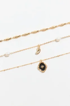 Necklaces-Dynamite 3-Pack Celestial Charms & Pearl Necklaces White