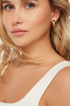 Earrings-Dynamite 3-Pack Chunky Texture Hoops Yellow