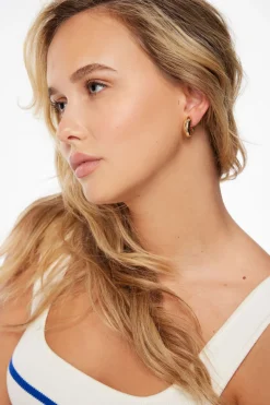 Earrings-Dynamite 3-Pack Chunky Texture Hoops Yellow