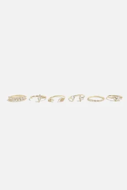 Rings-Dynamite 6-Pack Delicate Gem Rings White